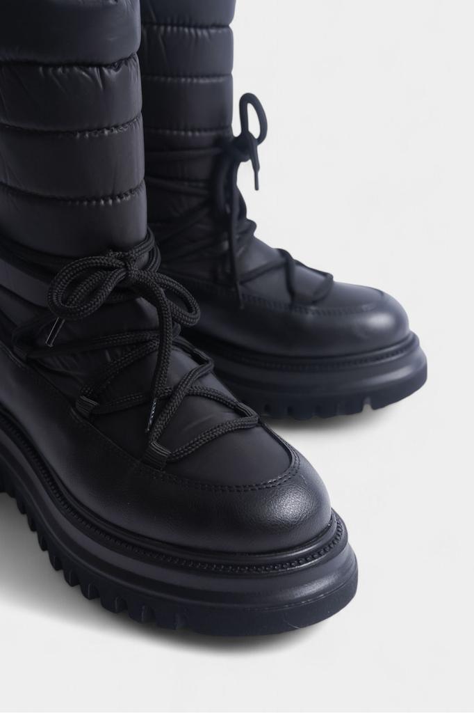 Женские современные стильные модные ботинки, ботинки из искусственной кожи, черные зимние ботинки из парашютной ткани на толстой подошве со шнуровкой