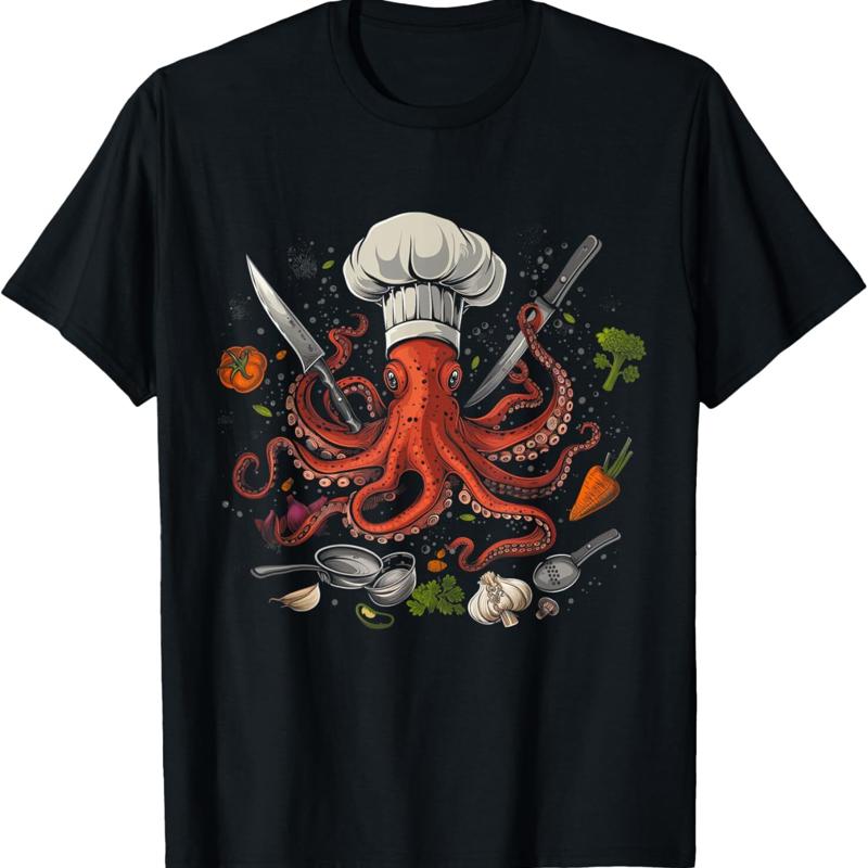 Chef Octopus Kraken Funny Cooking Sous Cook T Shirt