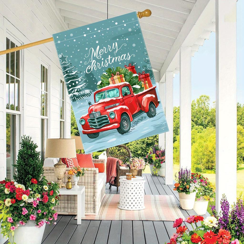 Charming Double-Sided Christmas Garden Flag , Durable Polyester, Perfect for Outdoor & Yard Decor, Christmas Decor