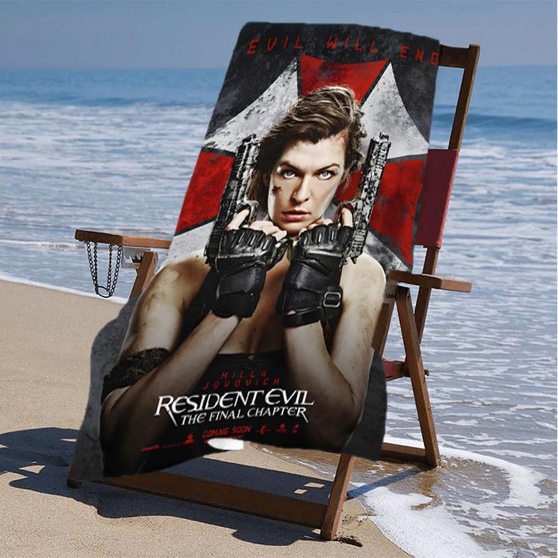 1pc Resident Evil Beach Towel, Beach and Seaside Swimming Pool Equipment, Fashion Pattern, Rectangular, Travel Essentials