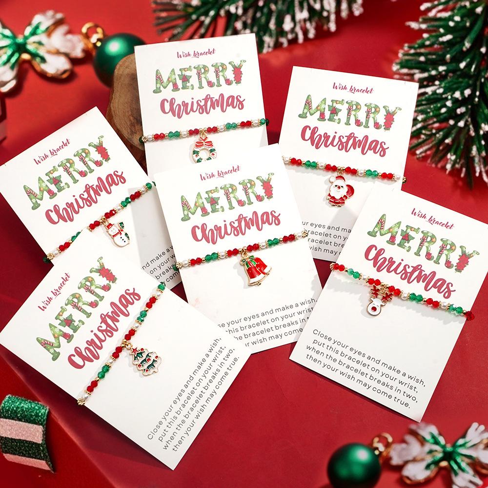 Рождественский набор браслетов из полимерной глины: Санта, Олень, Колокольчик и Елка