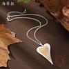 Новая двухслойная трехмерная матовая подвеска в виде сердца, женское модное высококлассное универсальное ожерелье в форме сердца