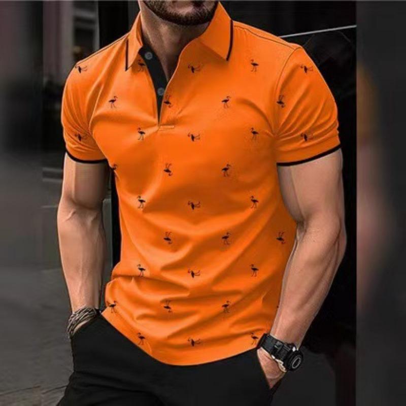 Men's Polo Shirts Short Sleeve Print Golf Shirts Fashion Casual Beach Collared T-Shirts