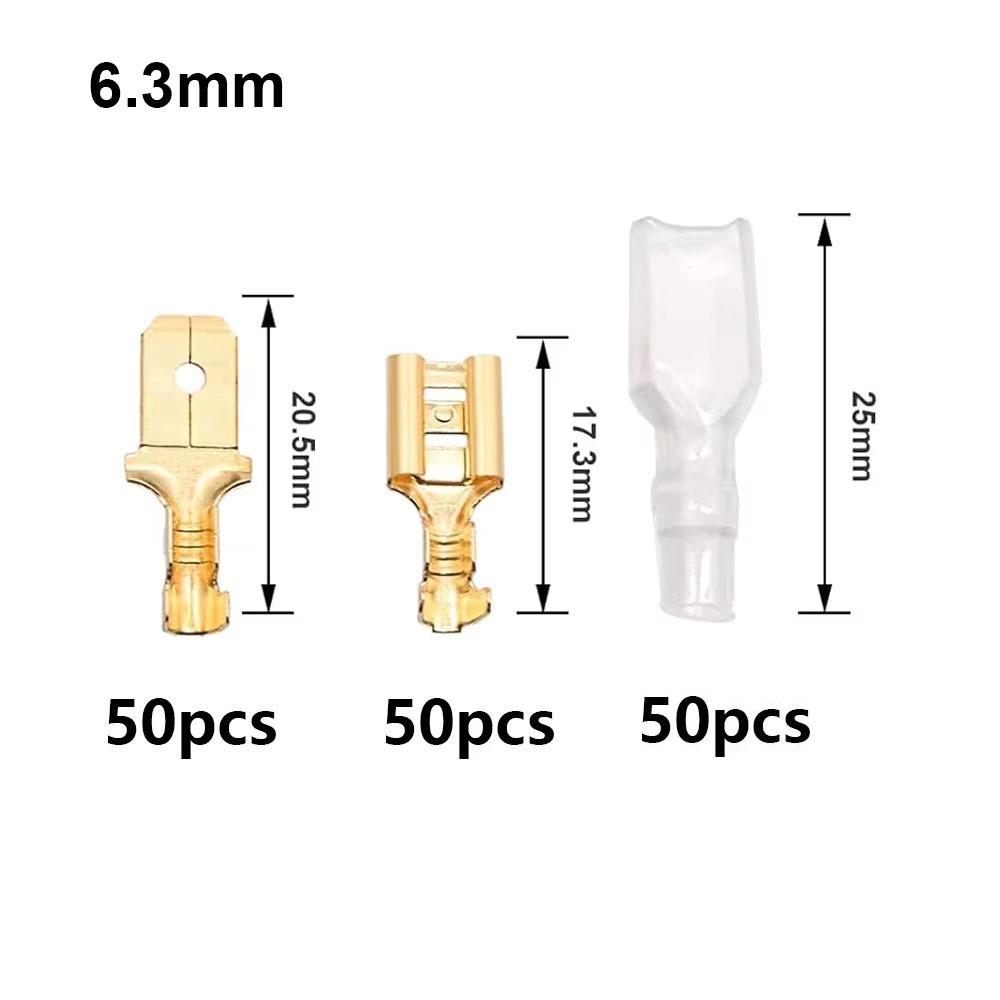 50Pcs 2.8/4.8/6.3mm Wire Connectors Female/Male Crimp Terminals New Spade Terminals