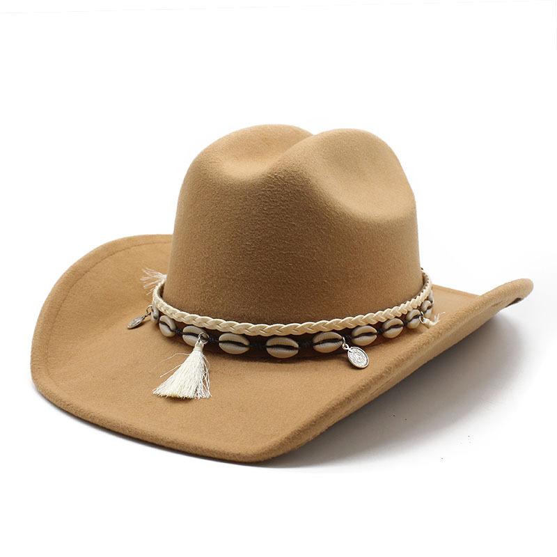 Retro top hat, curled edge, big cowboy, European and American big cowboy hat, ethnic Tibetan felt hat