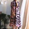 2022 Spring And Summer Fashion High-neck Age Reduction Base New Temperament Printing Loose Pleated Dress