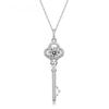 D Color Moissanite 1 Carat Key Necklace Pendant for Women Sterling Silver High Jewelry Wedding Party Fashion Gifts Include Box