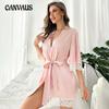 Plus Size Women's Mid-sleeve Long Lace Lace Lace Up Home Casual Dress Pajamas