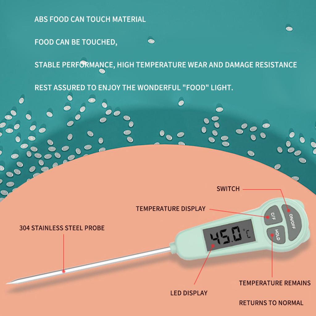 Baby Food Thermometer Baby Bottle Thermometer Bath Water Thermometer 304 Stainless Steel with LCD Display Digital Thermometer