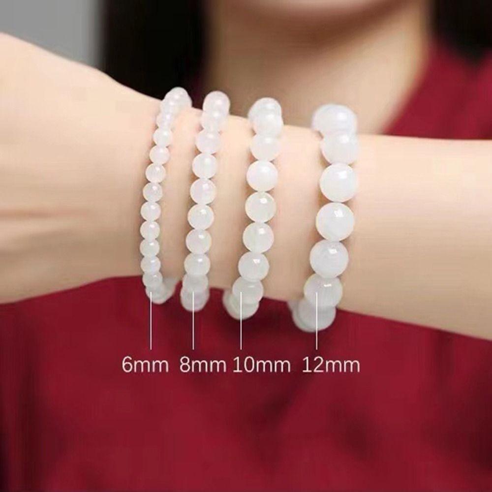 Men For Women Round Bead Hand Rope Wristband Beaded Bracelet White Stone Bracelet Fashion Jewelry