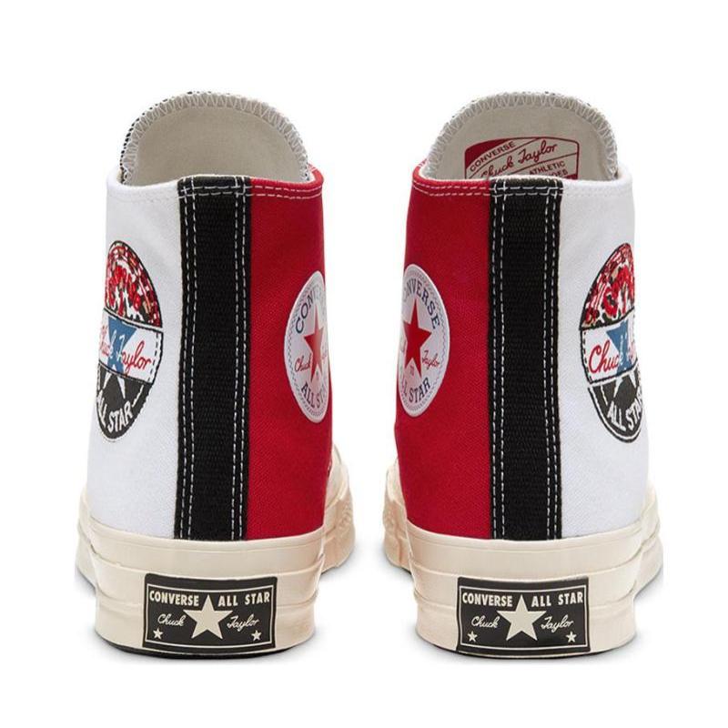 Converse Chuck 70 hi Удобные и Стильные Прочные и Легкие Высокие Кеды из Канваса Унисекс и Гендер Белые и Красная Отделка