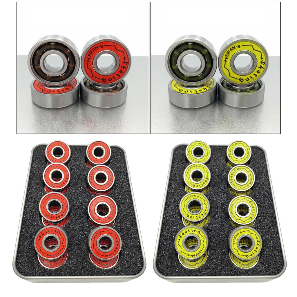 16x Skateboard Bearings Pro Bearings ABEC-9 Storage Box for Skate Board