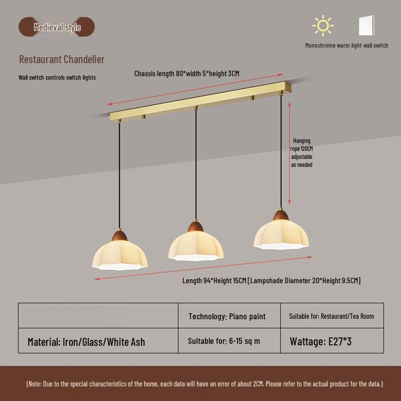 French Vintage Linear Glass Pendant Light