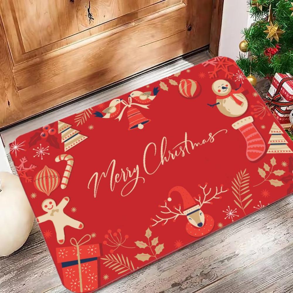 Crystal velvet Christmas Mat Santa Claus Floor Mat New Xmas Doormat  Bedroom