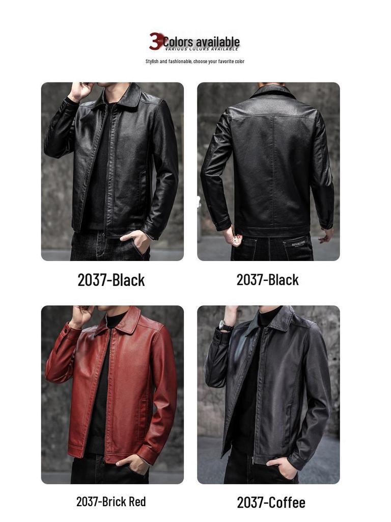 Мужская куртка из ПУ-кожи с воротником-стойкой - Мягкое, универсальное, легкое пальто в стиле business casual для осени и зимы