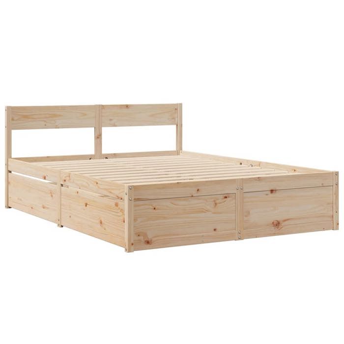 VidaXL Cadre de lit avec tiroirs 150x200 cm bois de pin massif, meuble de chambre à coucher, sommier, lit en bois, lit, lit 3282345