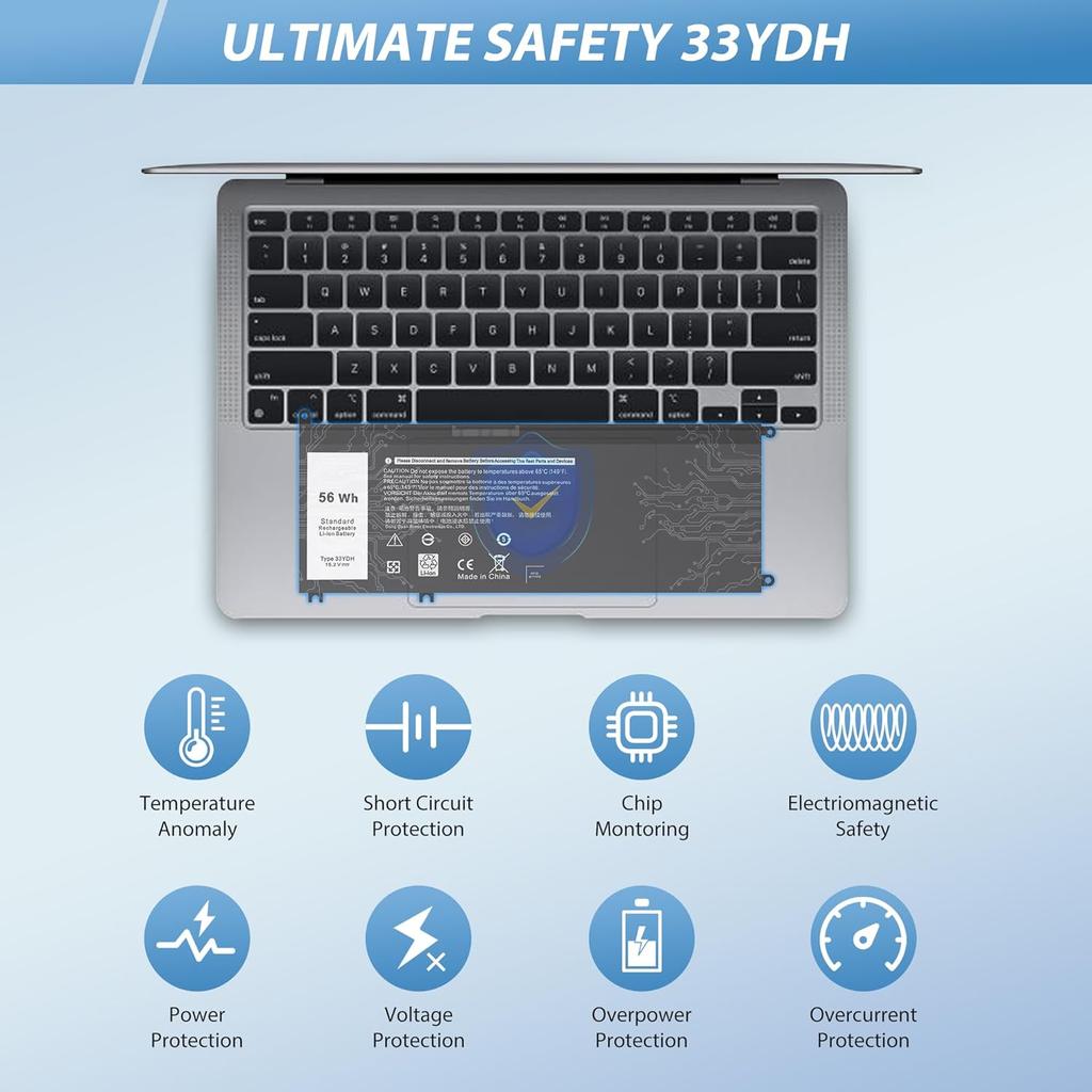 56WH 33YDH Laptop Battery for Dell Inspiron 17 7000 7773 7778 7779 7786 G3 15 3579 3779 15 7577 G5 5587 G7 7588 Latitude 13 3380 14 3490 15 3590 3580