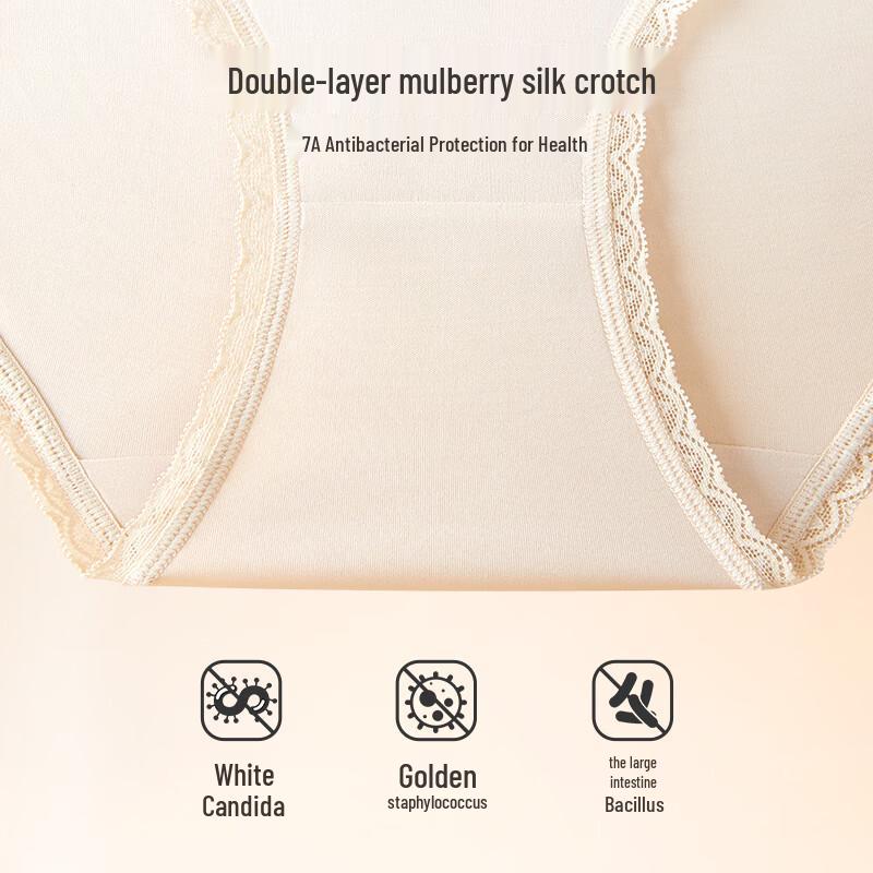 Women's 100% Mulberry Silk Antibacterial Seamless Briefs (2-Pack)