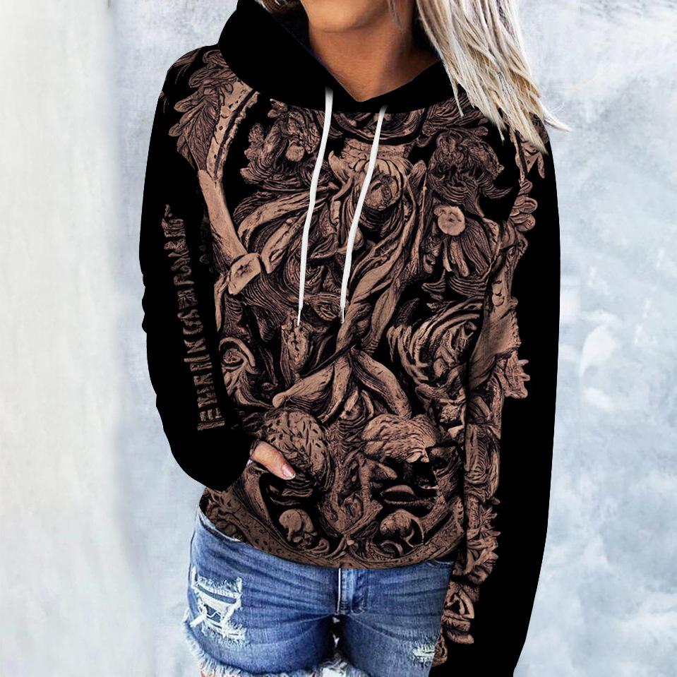 Весна и осень женская толстовка с капюшоном с 3D-принтом и элементом «Хеллоуин», модная свободная толстовка с длинным рукавом и капюшоном, уличная одежда
