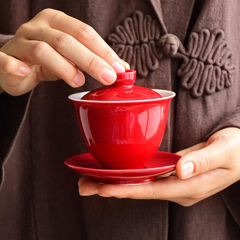 Dehua White Porcelain Sancai Gaiwan Tea Set