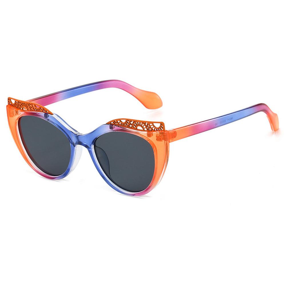New Luxury Matching Colorful Cat Eye Sunglasses Women Personality Hollow Frame Design Casual All Match Men Glasses UV400