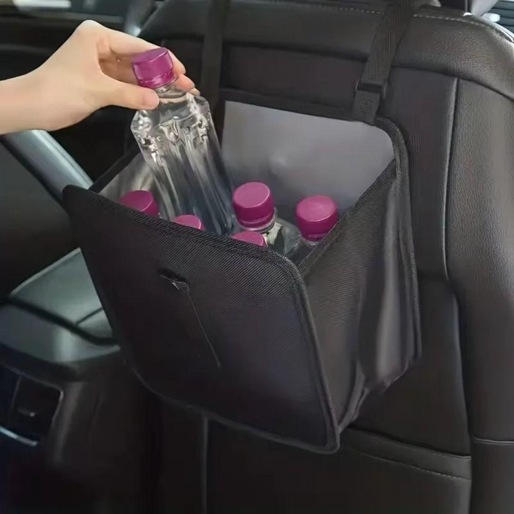 Oxford Cloth Foldable Car Trash Can with Adjustable Strap Car Back Seat Storage Box Car Dustbin