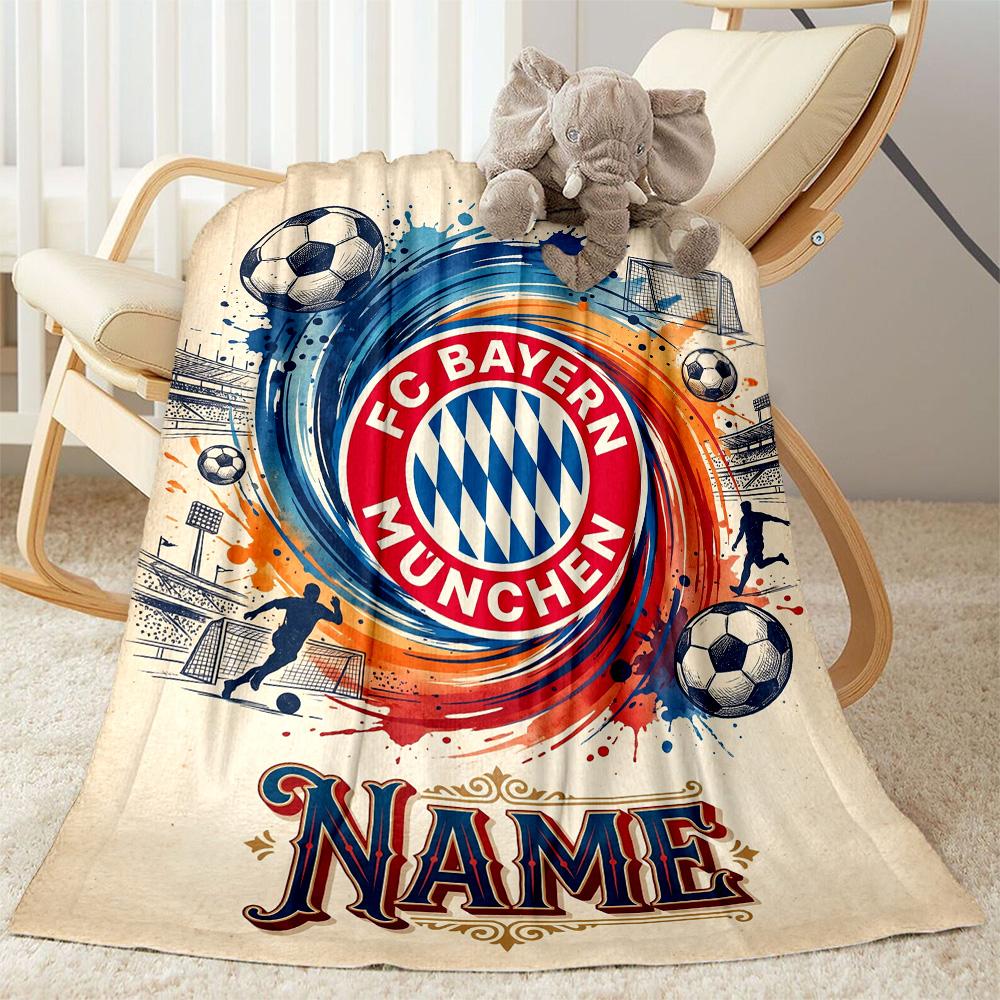 Bayern Munich Soccer Art Customize Text Blanket Multi-purpose Customizable Blanket Durable Comfort Great for Bed Office Chair Bedding for All Occasion