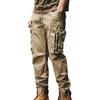 Men Casual Cargo Pants Elastic Waistband Drawstring Multi Pockets Hip Hop Slacks Shrinkable Cuffs Long Trousers