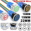 Customized 16/19/22mm Metal Push Button Switch with Socket Waterproof Horn LED Light Self-reset/Self-locking for Car Boat 12V