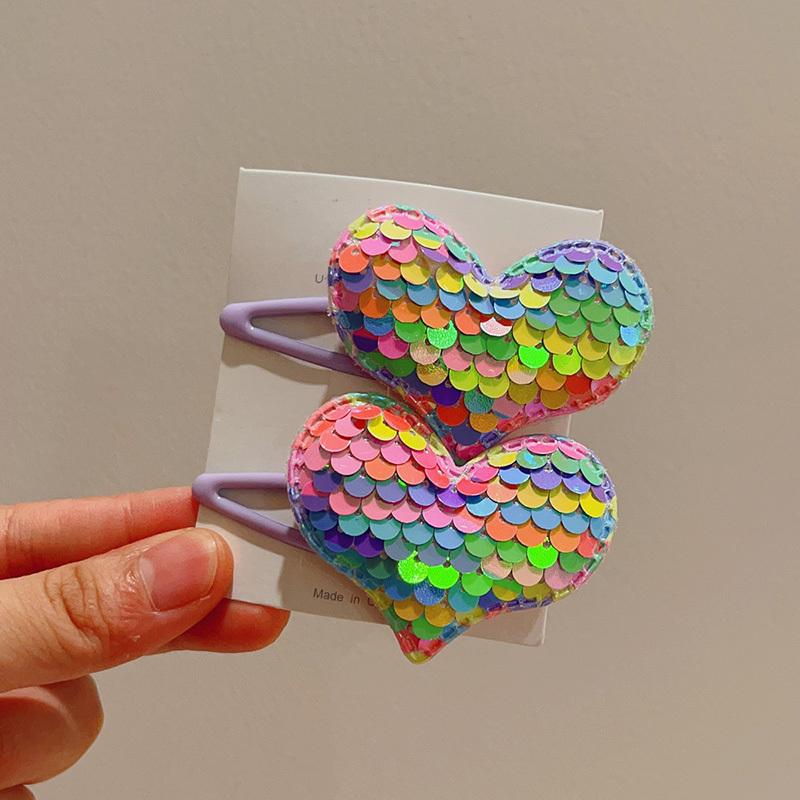 2 шт. новые милые заколки для волос с чешуйчатым сердечком принцессы для девочек, детские головные уборы, заколки для волос, заколки, аксессуары для волос