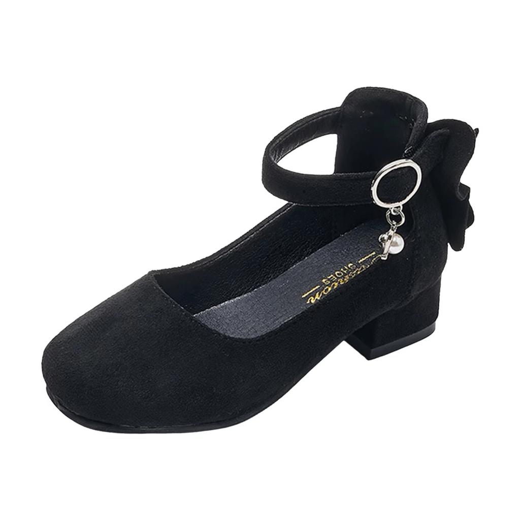 Детские туфли на высоком каблуке, сандалии принцессы для девочек, вечеринки, свадьбы, танца, детская мода, бархатные, черные, розовые, кожаные туфли, 3-15 лет