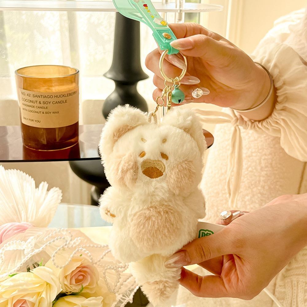 Soft Plush Animal Pendant Funny Cartoon Doll Keychain Creative Cute Cat Key Ring  Girls