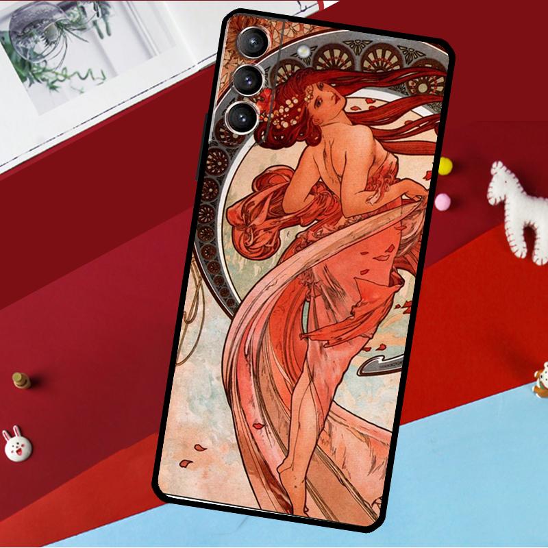 Художественный чехол Альфонса Мухи для Samsung Galaxy S23 S22 S21 Ultra S20 FE S9 S10 Note 10 Plus Note 20 Ultra
