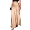Women Fishtail Skirt High Waist Solid Color Smooth Surface A-Line Maxi Skirt