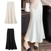 Women's Plain Satin Skirt High-Waist Solid Color Mid-Length Korean Style