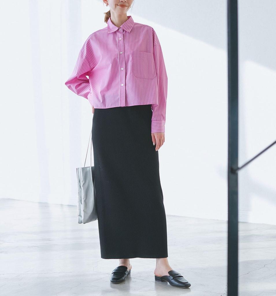 ROPE PICNIC Pollen Cropped Rose Pink Women's Guard/Wrinkle-Resistant Shirt, (64)