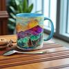Керамическая кружка с 3D акварельным закатом 11/15 унций Эргономичная ручка Уникальный художественный подарок для дома и офиса