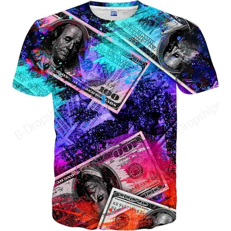 Футболки с 3D-принтом доллара, модные, повседневные, оверсайз, с круглым вырезом, с коротким рукавом, мужские и женские, унисекс