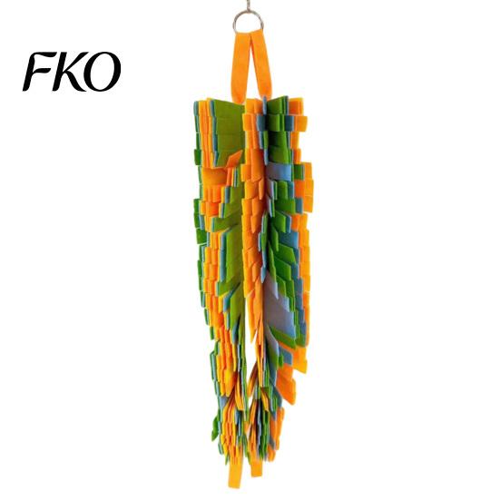 Bird Hanging Toy 2Pcs Parrot Chewing with Metal Ring, Colorful Felt Strips, Small Animal Anxiety Relief Climbing Activity for Cockatiels Conures