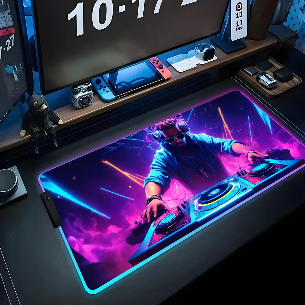 Коврик для мыши DJ RGB Игровой коврик для мыши Большой светодиодный коврик Настольный коврик для ПК Светящийся коврик для мыши Большие коврики для клавиатуры Настольный ковер с подсветкой