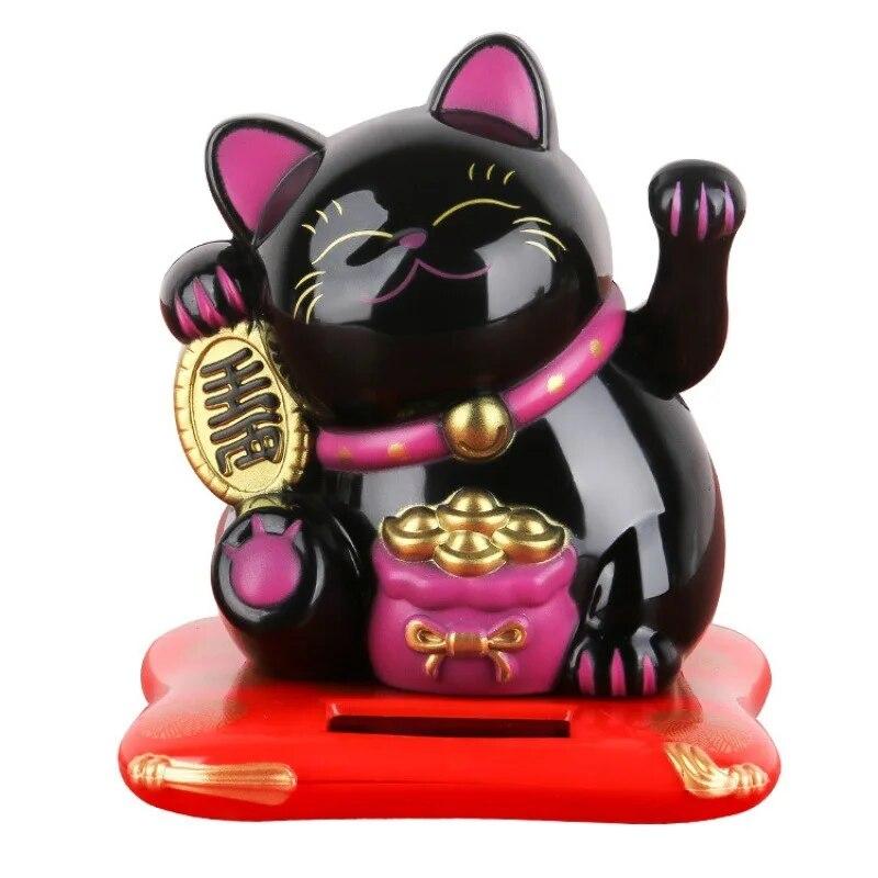 1 шт. Lucky Cat на солнечных батареях Maneki Neko, махающие руками, фигурки кошек Fortune, домашний офис, автомобиль, праздничный, сезонный, новогодний декор