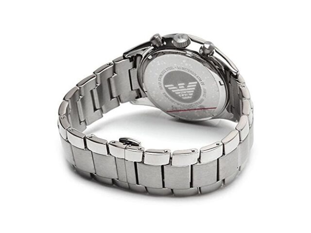 Emporio Armani Chrono Quartz Men's Watch AR2434 Silver Stainless Steel Day NEW