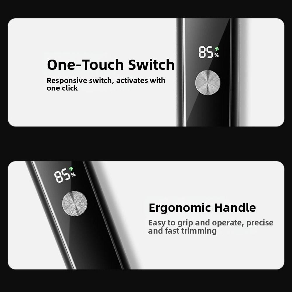 Rotary Cutter Head Electric Nose Hair Trimmer LED Digital Display Eyebrow Trimmer Unisex