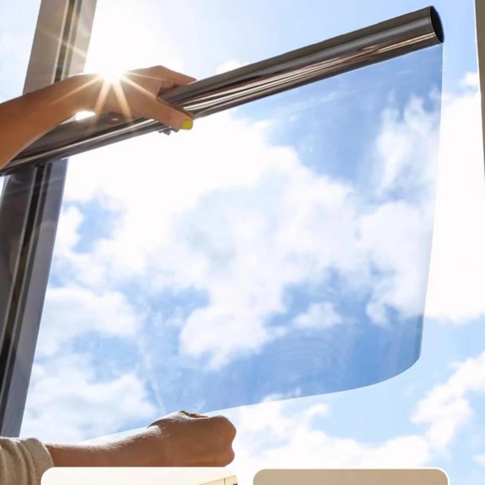 Window Solar Insulation Film Anti-peep Anti-glare Blackout Glass Stickers Balcony One-way See-through Film Shading Gods