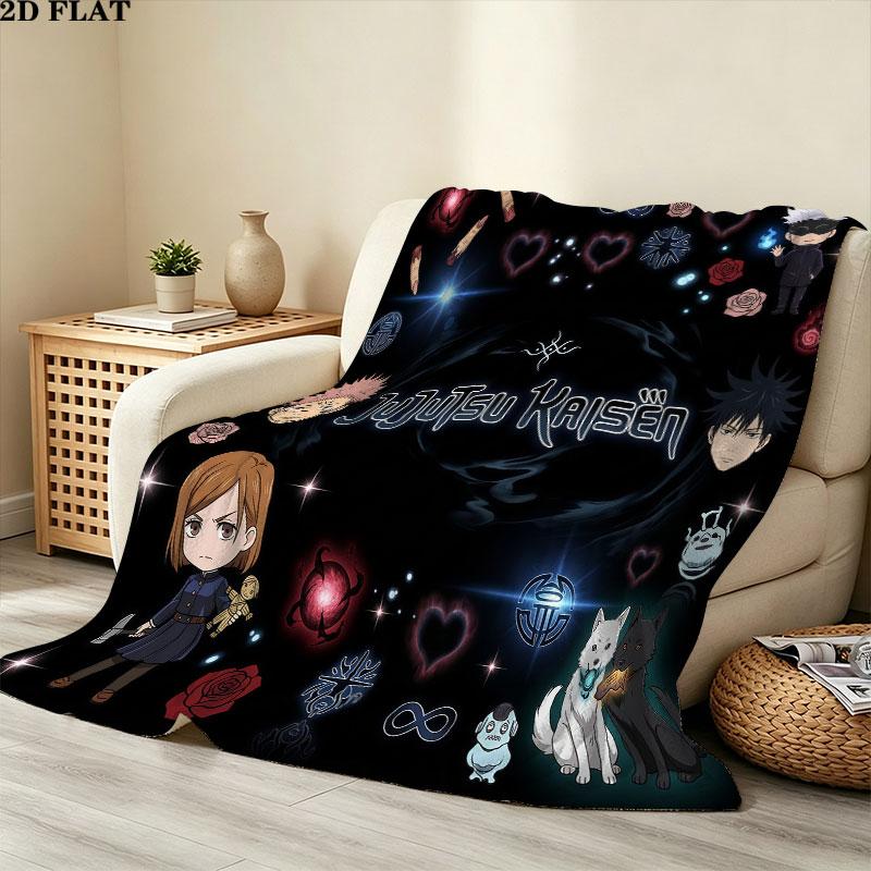 1PC Jujutsu Kaisen Patterned Flannel Blanket Suitable For All Seasons For Home Decor Warmth And Comfort Gifts Holiday Present