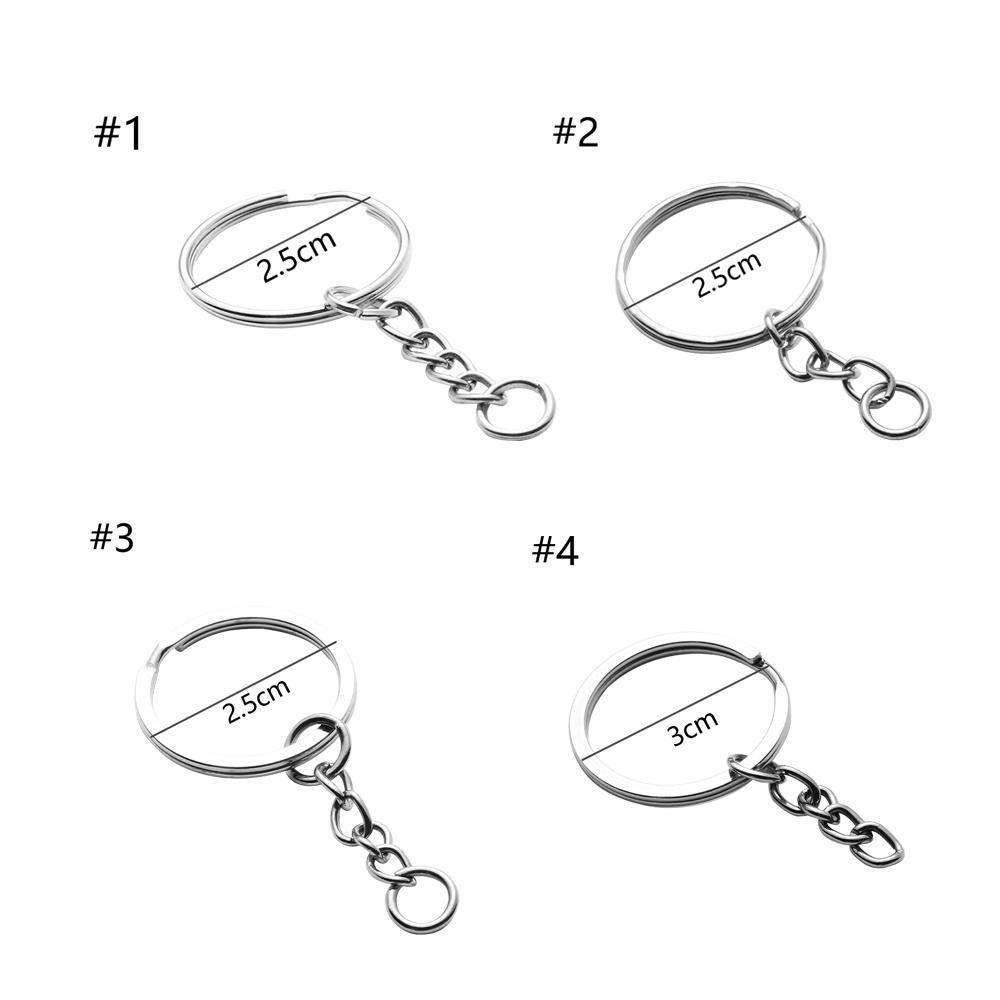 25mm Jewelry DIY Polished Silver Keyring Short Chain Key Fob Keychain