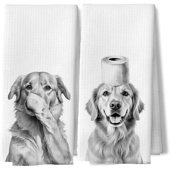 Dachshund Kitchen Towels for Bathroom Decor,Dachshund Gifts for Women,Black and White Dog Decorative Hand Towels for Washroom Restroom,16x24 Inch