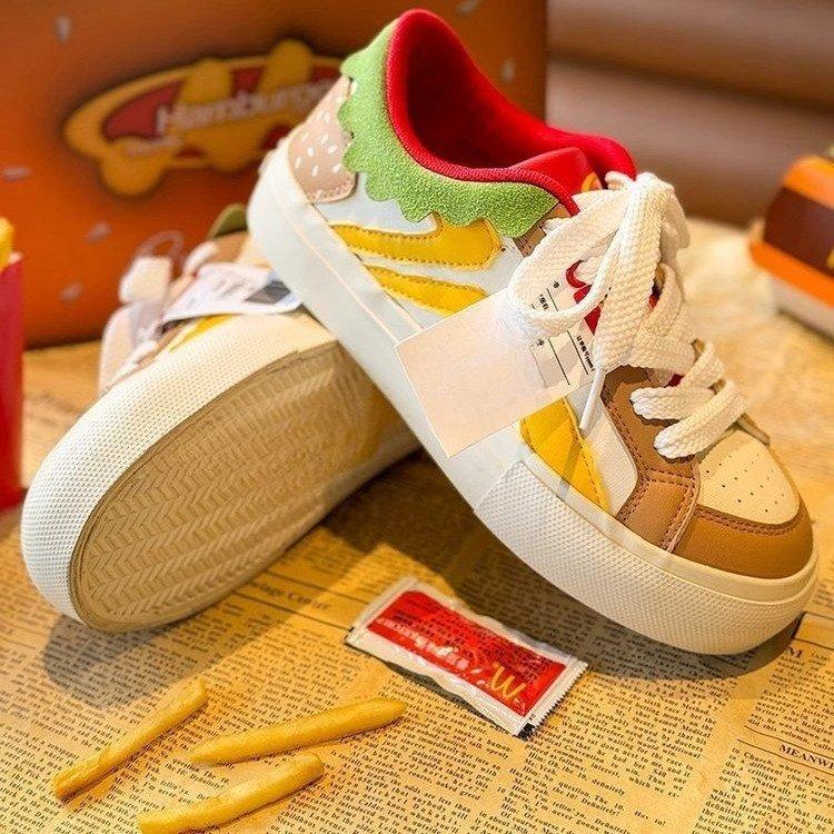 Гамбургер обувь женская осень новая нишевая оригинальная обувь-хлеб дофаминовая универсальная американская кэжуал обувь на толстой подошве