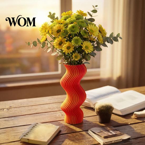 Delicate Touch Vase 3D Printed Vase, Minimalist Vertical Striped Flower Nordic Style Matte Finish for Living Room TV Cabinet Coffee Shop Decor And Art