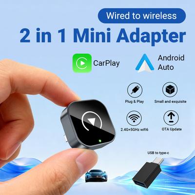 Беспроводной адаптер CarPlay Android Auto, умная мини-коробка, Plug and Play, WiFi, быстрое подключение